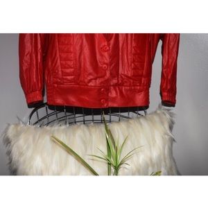 Vintage Red Bomber-Style Blazer